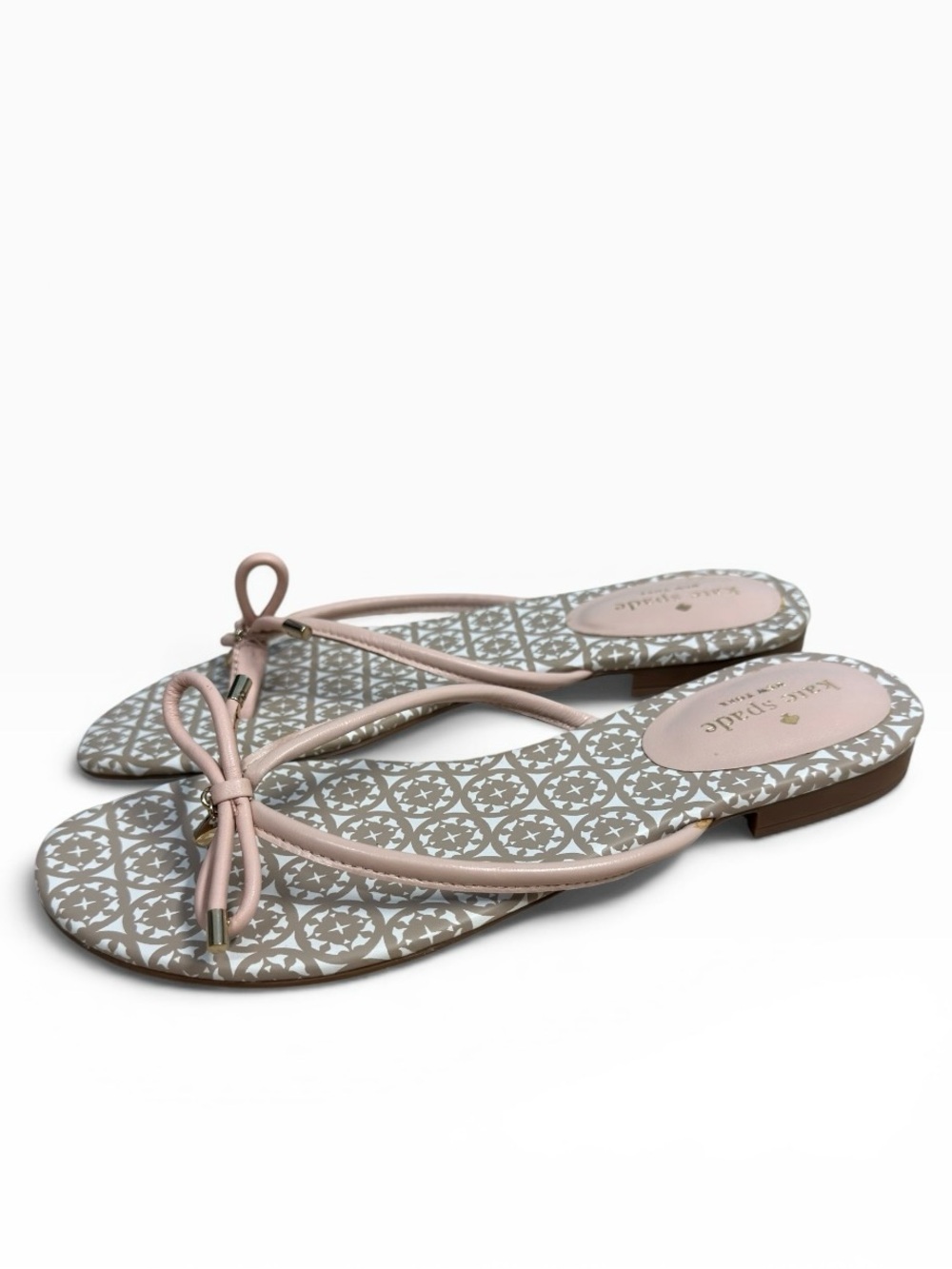 Kate Spade New York Mistic Bow Thong Flat Sandals Pink Leather Women’s Size 9.5